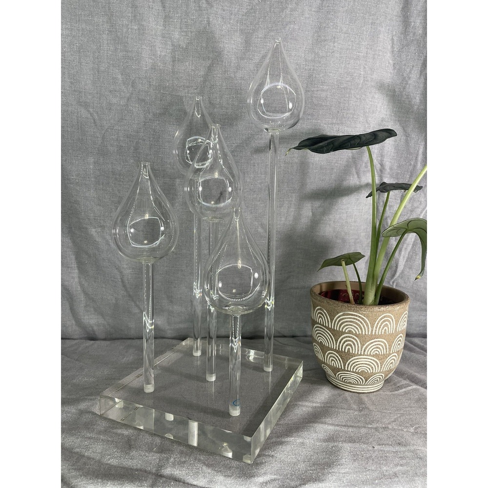 Rare 1960 Vintage Belag MCM hand blown glass oil lamp Luci base 5 stems & wicks